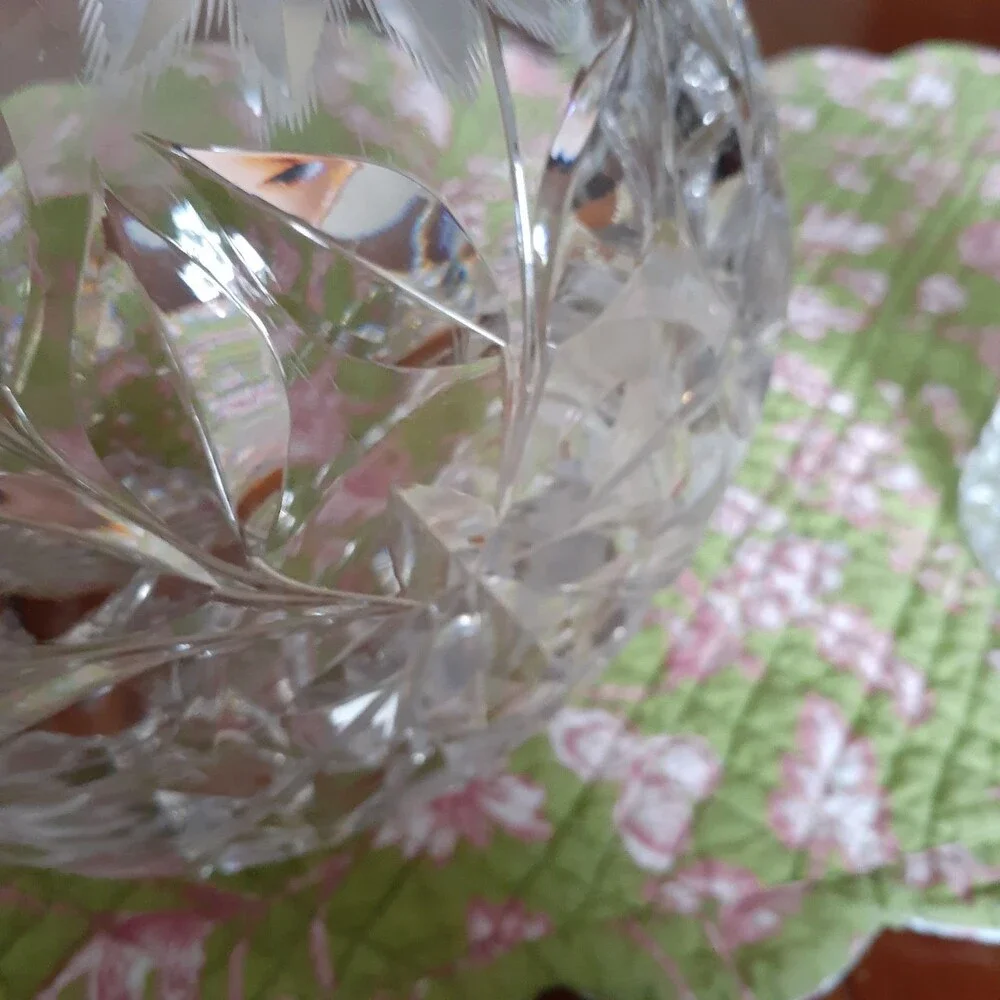 Vintage heavy lead crystal cut glass bowl  or large candy dish vintage antique